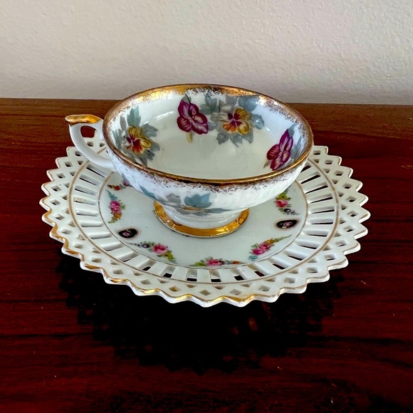 Other - Victorian Antique Tea Cup and Reticulated Saucer